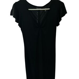 New York and Company Black Flutter Sleeve Dress PTP 16 L 38